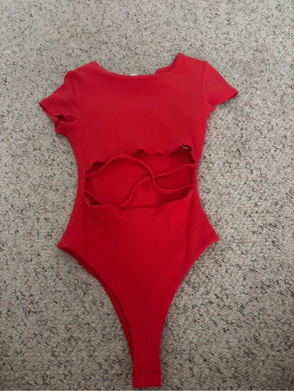 Princess Polly Red Ribbed Cutout Kids One-Piece Bodysuit